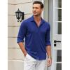 imageCOOFANDY Mens Casual Button Down Shirt Wrinkle Free Shirts Long Sleeve Dress ShirtClassic Blue