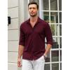 imageCOOFANDY Mens Casual Button Down Shirt Wrinkle Free Shirts Long Sleeve Dress ShirtDark Red
