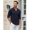imageCOOFANDY Mens Casual Button Down Shirt Wrinkle Free Shirts Long Sleeve Dress ShirtNavy Blue