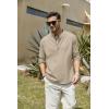 imageCOOFANDY Mens Cotton Linen Henley TShirts Long Sleeve Hippie Casual Beach TShirtsKhaki