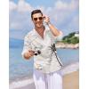 imageCOOFANDY Mens Cotton Linen Henley TShirts Long Sleeve Hippie Casual Beach TShirtsWhite  Palm Tree