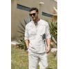 imageCOOFANDY Mens Cotton Linen Henley TShirts Long Sleeve Hippie Casual Beach TShirtsWhite  Palm Tree