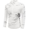 imageCOOFANDY Mens Cotton Linen Henley TShirts Long Sleeve Hippie Casual Beach TShirtsWhite  Palm Tree