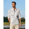 imageCOOFANDY Mens Cotton Linen Henley TShirts Long Sleeve Hippie Casual Beach TShirtsWhite  Palm Tree