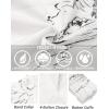 imageCOOFANDY Mens Cotton Linen Henley TShirts Long Sleeve Hippie Casual Beach TShirtsWhite  Palm Tree