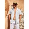 imageCOOFANDY Mens Cuban Guayabera Shirt Short Sleeve Button Down Shirts Casual Summer Beach Linen ShirtsAwhite