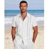 imageCOOFANDY Mens Cuban Guayabera Shirt Short Sleeve Button Down Shirts Casual Summer Beach Linen ShirtsAwhite
