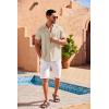 imageCOOFANDY Mens Cuban Guayabera Shirt Short Sleeve Button Down Shirts Casual Summer Beach Linen ShirtsBeige
