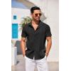 imageCOOFANDY Mens Cuban Guayabera Shirt Short Sleeve Button Down Shirts Casual Summer Beach Linen ShirtsBlack