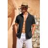 imageCOOFANDY Mens Cuban Guayabera Shirt Short Sleeve Button Down Shirts Casual Summer Beach Linen ShirtsBlack