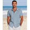 imageCOOFANDY Mens Cuban Guayabera Shirt Short Sleeve Button Down Shirts Casual Summer Beach Linen ShirtsBlue