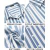 imageCOOFANDY Mens Cuban Guayabera Shirt Short Sleeve Button Down Shirts Casual Summer Beach Linen ShirtsBlue Stripe