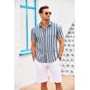 imageCOOFANDY Mens Cuban Guayabera Shirt Short Sleeve Button Down Shirts Casual Summer Beach Linen ShirtsBlue Stripe
