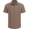 imageCOOFANDY Mens Cuban Guayabera Shirt Short Sleeve Button Down Shirts Casual Summer Beach Linen ShirtsBrown