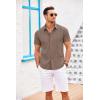 imageCOOFANDY Mens Cuban Guayabera Shirt Short Sleeve Button Down Shirts Casual Summer Beach Linen ShirtsBrown