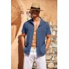 imageCOOFANDY Mens Cuban Guayabera Shirt Short Sleeve Button Down Shirts Casual Summer Beach Linen ShirtsDark Blue