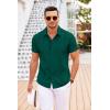 imageCOOFANDY Mens Cuban Guayabera Shirt Short Sleeve Button Down Shirts Casual Summer Beach Linen ShirtsDark Green