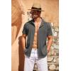 imageCOOFANDY Mens Cuban Guayabera Shirt Short Sleeve Button Down Shirts Casual Summer Beach Linen ShirtsDark Grey