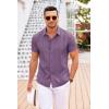 imageCOOFANDY Mens Cuban Guayabera Shirt Short Sleeve Button Down Shirts Casual Summer Beach Linen ShirtsDeep Purple