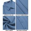 imageCOOFANDY Mens Cuban Guayabera Shirt Short Sleeve Button Down Shirts Casual Summer Beach Linen ShirtsDenim Blue