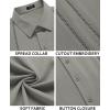 imageCOOFANDY Mens Cuban Guayabera Shirt Short Sleeve Button Down Shirts Casual Summer Beach Linen ShirtsLight Grey