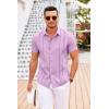 imageCOOFANDY Mens Cuban Guayabera Shirt Short Sleeve Button Down Shirts Casual Summer Beach Linen ShirtsLight Purple
