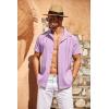 imageCOOFANDY Mens Cuban Guayabera Shirt Short Sleeve Button Down Shirts Casual Summer Beach Linen ShirtsLight Purple