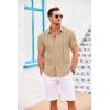 imageCOOFANDY Mens Cuban Guayabera Shirt Short Sleeve Button Down Shirts Casual Summer Beach Linen ShirtsLight Tan