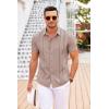 imageCOOFANDY Mens Cuban Guayabera Shirt Short Sleeve Button Down Shirts Casual Summer Beach Linen ShirtsMisty Rose