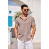 imageCOOFANDY Mens Cuban Guayabera Shirt Short Sleeve Button Down Shirts Casual Summer Beach Linen ShirtsMisty Rose