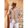 imageCOOFANDY Mens Cuban Guayabera Shirt Short Sleeve Button Down Shirts Casual Summer Beach Linen ShirtsMisty Rose