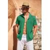 imageCOOFANDY Mens Cuban Guayabera Shirt Short Sleeve Button Down Shirts Casual Summer Beach Linen ShirtsOasis Green