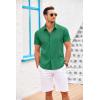 imageCOOFANDY Mens Cuban Guayabera Shirt Short Sleeve Button Down Shirts Casual Summer Beach Linen ShirtsOasis Green