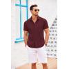 imageCOOFANDY Mens Cuban Guayabera Shirt Short Sleeve Button Down Shirts Casual Summer Beach Linen ShirtsWine Red