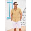 imageCOOFANDY Mens Cuban Guayabera Shirt Short Sleeve Button Down Shirts Casual Summer Beach Linen ShirtsYellow