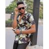 imageCOOFANDY Mens Hawaiian Shirt Short Sleeve Button Down Shirts Tropical Floral Summer Beach ShirtsBlack  Summer Vitality