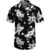 imageCOOFANDY Mens Hawaiian Shirt Short Sleeve Button Down Shirts Tropical Floral Summer Beach ShirtsBlack  White Floral
