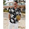 imageCOOFANDY Mens Hawaiian Shirt Short Sleeve Button Down Shirts Tropical Floral Summer Beach ShirtsBlack  White Floral