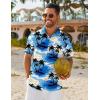 imageCOOFANDY Mens Hawaiian Shirt Short Sleeve Button Down Shirts Tropical Floral Summer Beach ShirtsBlue  Coconut Tree