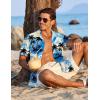 imageCOOFANDY Mens Hawaiian Shirt Short Sleeve Button Down Shirts Tropical Floral Summer Beach ShirtsBlue  Coconut Tree