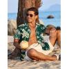 imageCOOFANDY Mens Hawaiian Shirt Short Sleeve Button Down Shirts Tropical Floral Summer Beach ShirtsGreen  Tropical Style