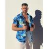 imageCOOFANDY Mens Hawaiian Shirt Short Sleeve Button Down Shirts Tropical Floral Summer Beach ShirtsLight Blue  Island Scenery