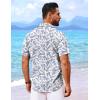 imageCOOFANDY Mens Hawaiian Shirt Short Sleeve Button Down Shirts Tropical Floral Summer Beach ShirtsLight Gray  Leaf