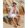 imageCOOFANDY Mens Hawaiian Shirt Short Sleeve Button Down Shirts Tropical Floral Summer Beach ShirtsLight Gray  Leaf