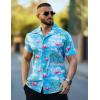 imageCOOFANDY Mens Hawaiian Shirt Short Sleeve Button Down Shirts Tropical Floral Summer Beach ShirtsSky Blue  Flamingo