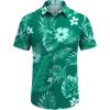 imageCOOFANDY Mens Hawaiian Shirt Short Sleeve Button Down Shirts Tropical Floral Summer Beach ShirtsTurquoise  Palm Leaf