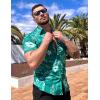 imageCOOFANDY Mens Hawaiian Shirt Short Sleeve Button Down Shirts Tropical Floral Summer Beach ShirtsTurquoise  Palm Leaf