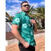 imageCOOFANDY Mens Hawaiian Shirt Short Sleeve Button Down Shirts Tropical Floral Summer Beach ShirtsTurquoise  Palm Leaf