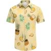 imageCOOFANDY Mens Hawaiian Shirt Short Sleeve Button Down Shirts Tropical Floral Summer Beach ShirtsYellow  Pineapple