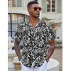 imageCOOFANDY Mens Hawaiian Shirts Short Sleeve Button Down Aloha Shirt Casual Beach ClothesA White Black Flower